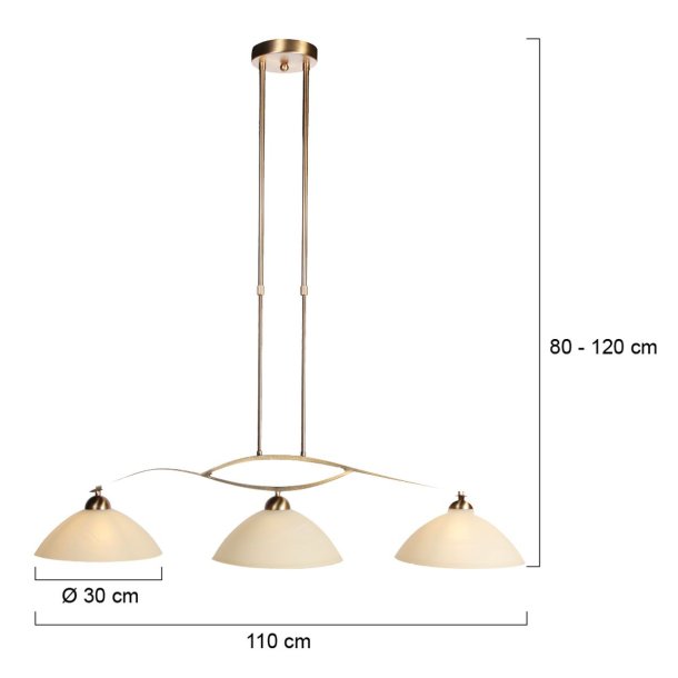 Kosmos- Loftlampe i bronze finish, tre sk�rme i glas