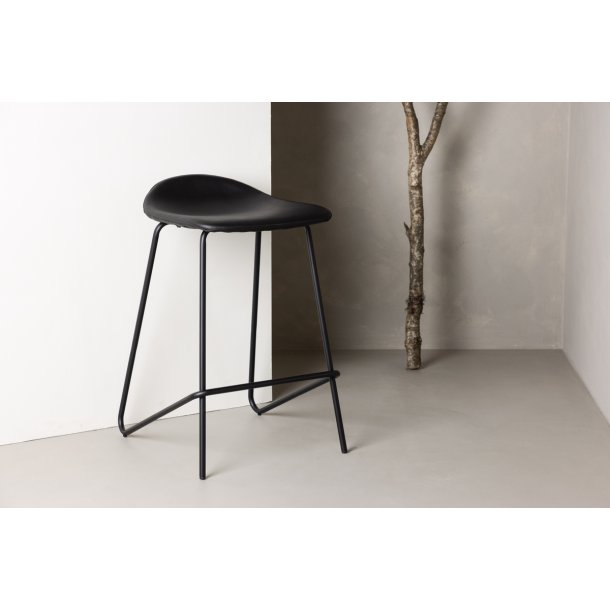 Otis- 2 Barstole i sort kunstlder og metal