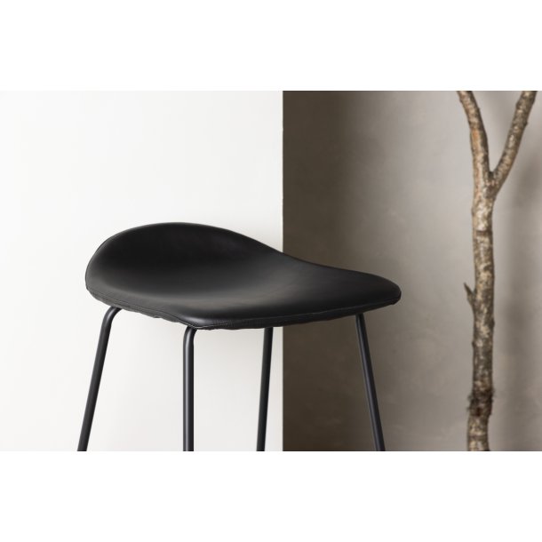 Otis- 2 Barstole i sort kunstlder og metal