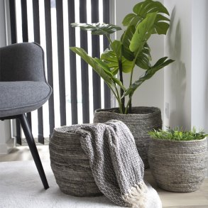 Columbine - Korgset med tre korgar i gr majsblad