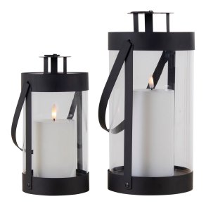 Luz - Lanterne i stål og glas - sæt med 2 stk.