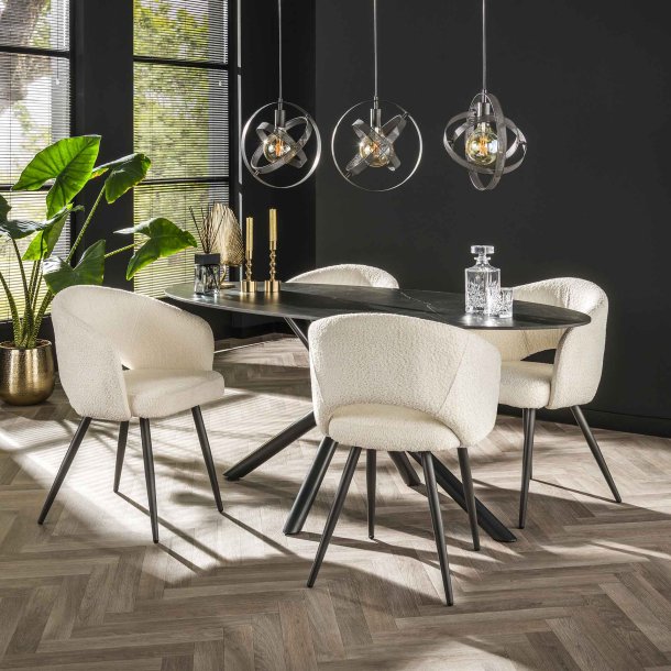 Shetland - 2 Spisebordsstole i hvid Boucl stof