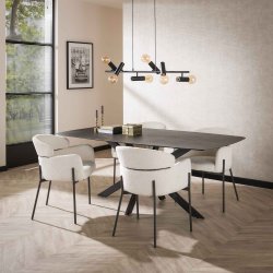 Peaks - 2 Spisebordsstole med armln i hvid Boucl stof