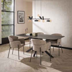 Peaks - 2 Spisebordsstole med armln i sandfarvet Boucl stof