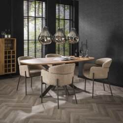 Peaks - 2 Spisebordsstole med armln i sandfarvet Boucl stof