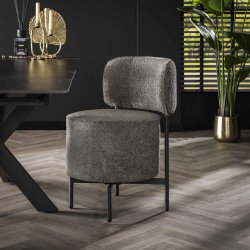 Abuelo - 2 Spisebordsstole i gr Boucl stof 