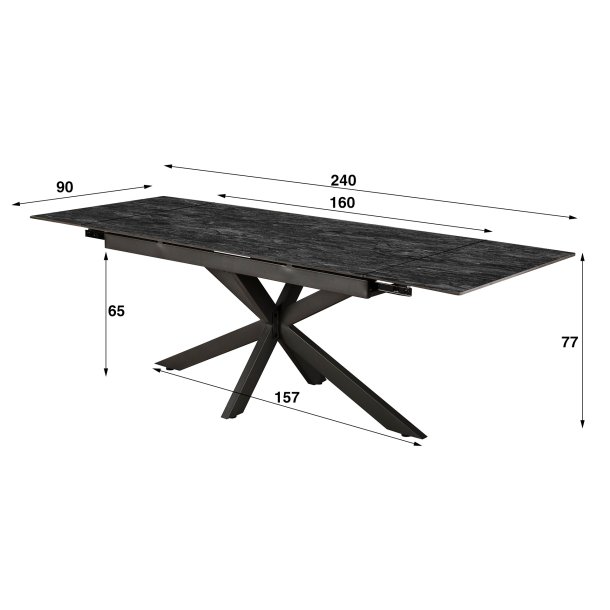 Sleek - Spisebord med keramisk topplade og udtrksplader, lngde 160-240 cm.