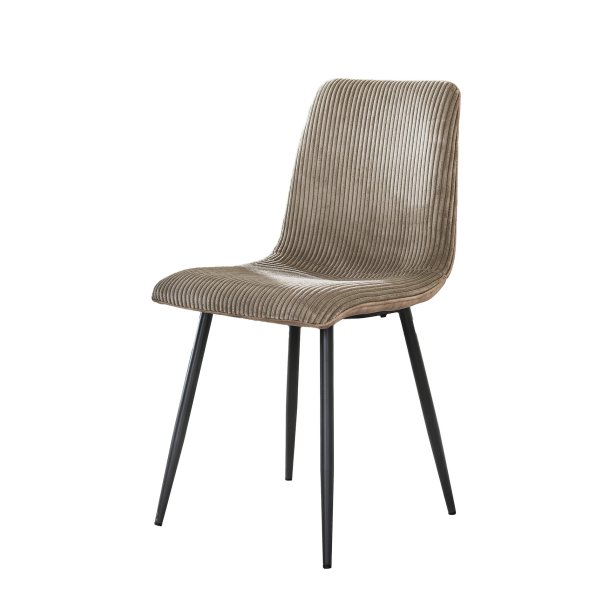 Ulva - 4 Spisebordsstole i rillet sandfarvet stof