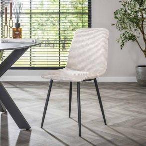 Ulva - 4 Spisebordsstole i rillet lys grt stof