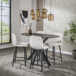 Ulva - 2 Barstole i rillet lys grt stof