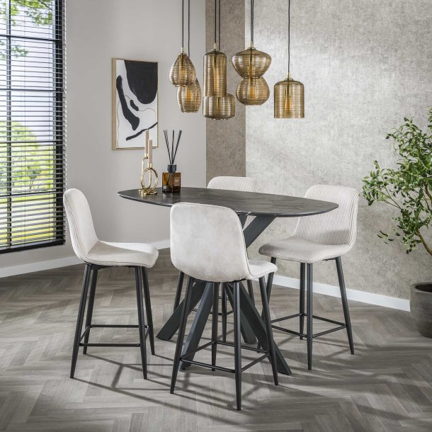 Ulva - 2 Barstole i rillet lys grt stof