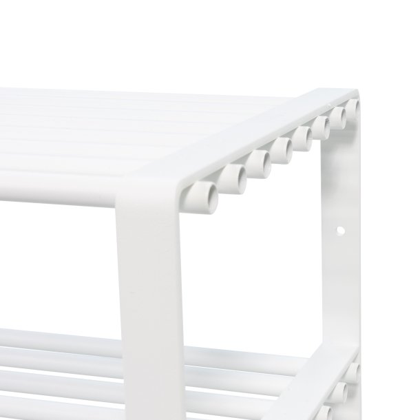 Dinex - Skostativ i hvid metal, 3 hylder, bredde 70 cm
