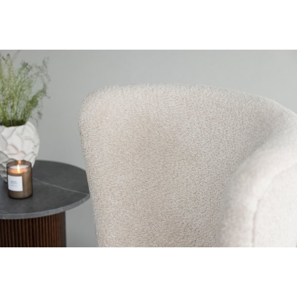 Ben- Lnestol med hj ryg i beige boucle stof