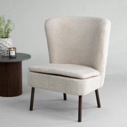 Ben- Lnestol med hj ryg i beige boucle stof