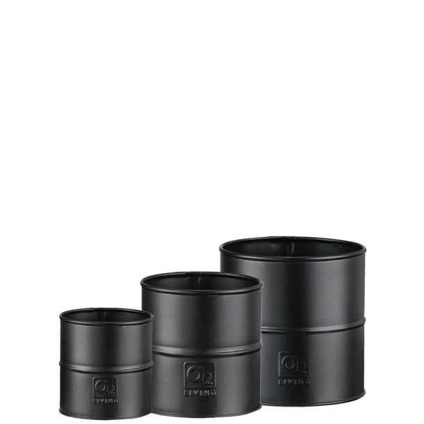 Maceta - Urtepotte i sort metal, tre potter