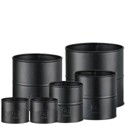 Maceta - Urtepotte i sort metal, seks potter