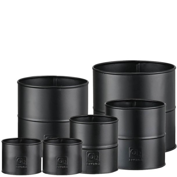 Maceta - Urtepotte i sort metal, seks potter