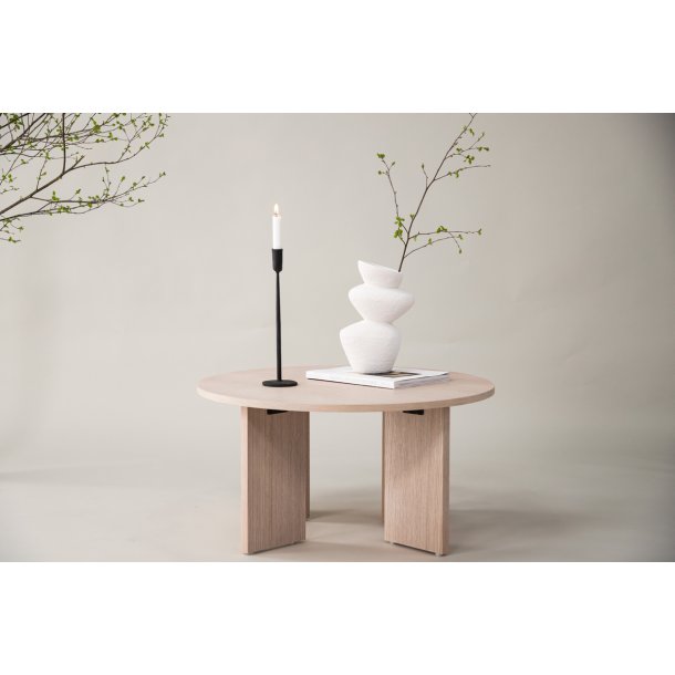 Atlas - Sofabord i lyst egefiner, diameter 80 cm.