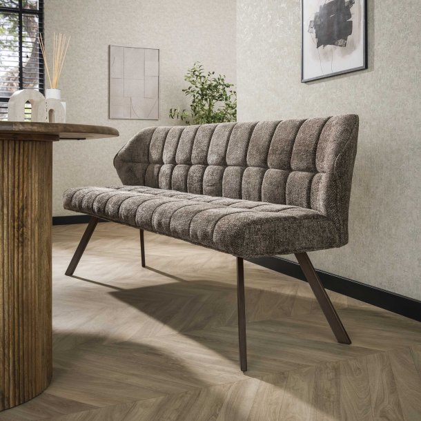 Clapton - B�nk i brun Hoven stof, l�ngde 180 cm.