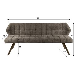 Clapton - B�nk i brun Hoven stof, l�ngde 180 cm.
