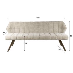 Clapton - B�nk i lys sandfarvet Hoven stof, l�ngde 180 cm.