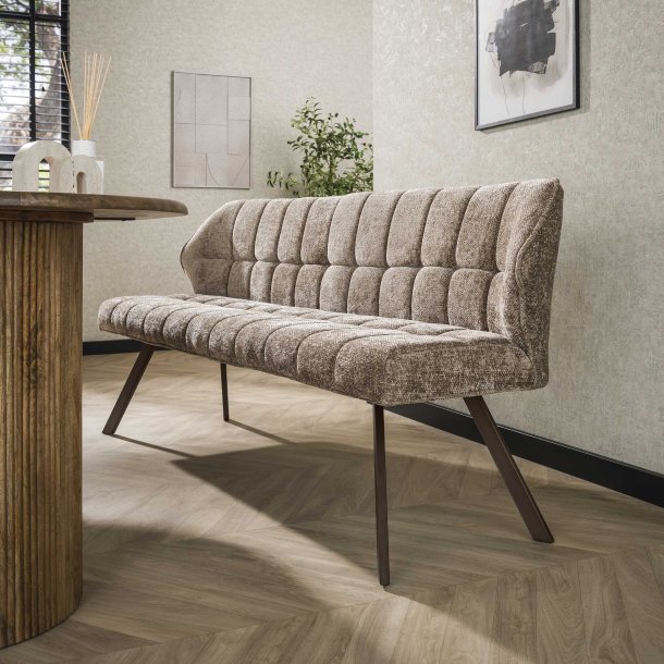 Clapton - B�nk i champagne farvet Hoven stof, l�ngde 180 cm.