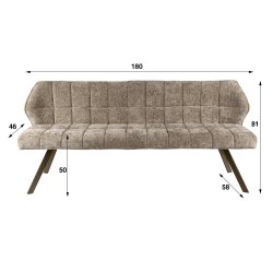 Clapton - B�nk i champagne farvet Hoven stof, l�ngde 180 cm.