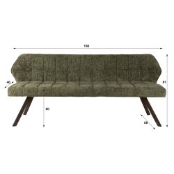 Clapton - B�nk i gr�n Hoven stof, l�ngde 180 cm.