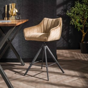 Ictus -6 Barstole i champagnefarvet velour og metal