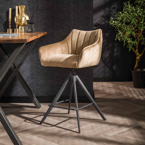 Ictus -6 Barstole i champagnefarvet velour og metal