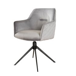 Reno - To spisebordsstole sølvfarvet fløjl - Spisebordsstole
