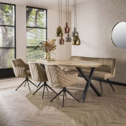 Boxi - Bnk i champagnefarvet fljl med lngde 188 cm.