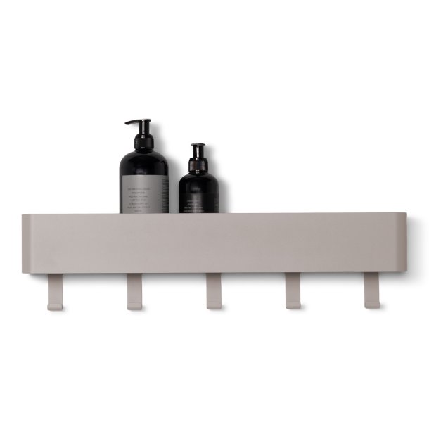 Maxi - Hylde, knage i silky taupe metal med 5 knager