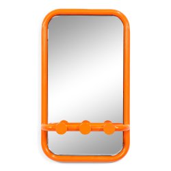 Flash - Entrespejl i orange metal med tre knager