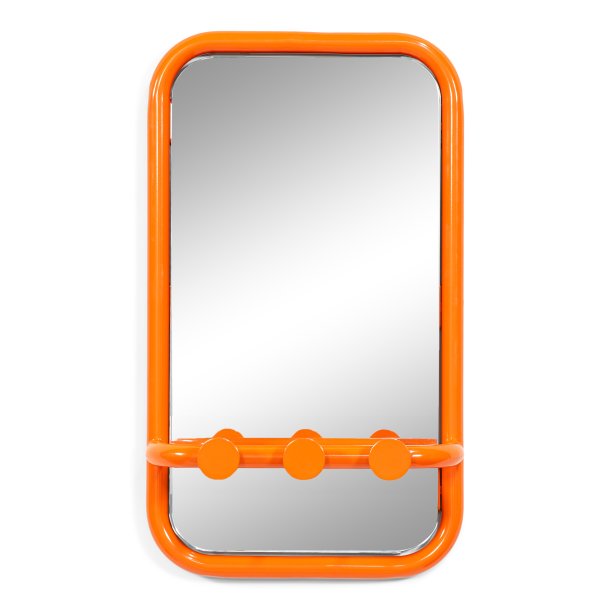 Flash - Entrespejl i orange metal med tre knager
