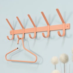 Gancho - Knagerkke med fem knager i terracotta farvet metal