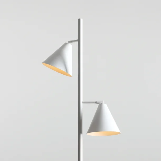 Frigg- Gulvlampe med to skrme i hvid metal