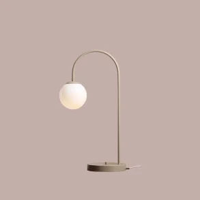 Twiggy - Bordlampe i beige metal og hvidt glas