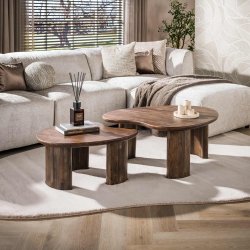 Massimo - Sofabordss�t i massiv brun akacie tr�