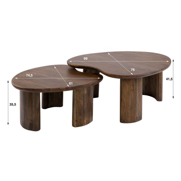 Massimo - Sofabordss�t i massiv brun akacie tr�