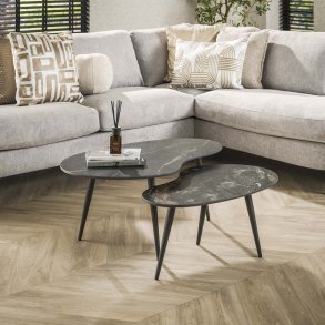 Forsa - Sofabordsst med keramiske toppe i nyreform