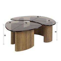 Vaso - Sofaborde med organisk form i brunt glas