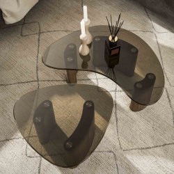 Vaso - Sofaborde med organisk form i brunt glas