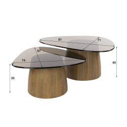 Vaso - Sofaborde med terekantet form i brunt glas