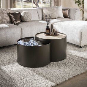Mixy - Sofabordss�t i metal, travertin og glas