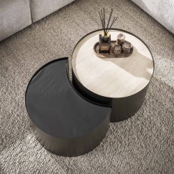 Mixy - Sofabordss�t i metal, travertin og glas
