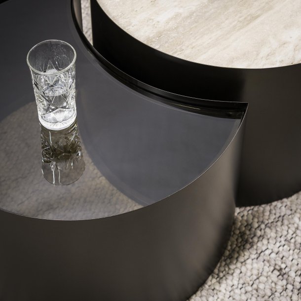 Mixy - Sofabordss�t i metal, travertin og glas