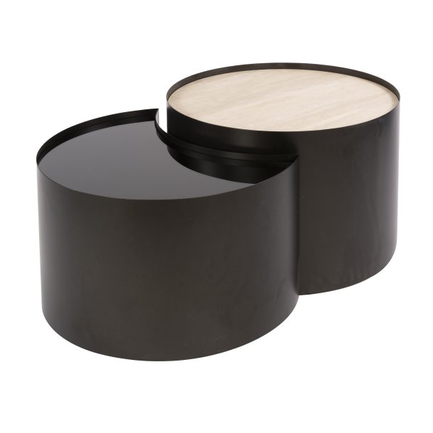 Mixy - Sofabordss�t i metal, travertin og glas