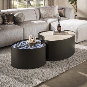Mixy-X - Sofabordss�t i metal, travertin og glas