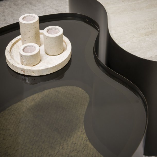 Mixy-X - Sofabordss�t i metal, travertin og glas